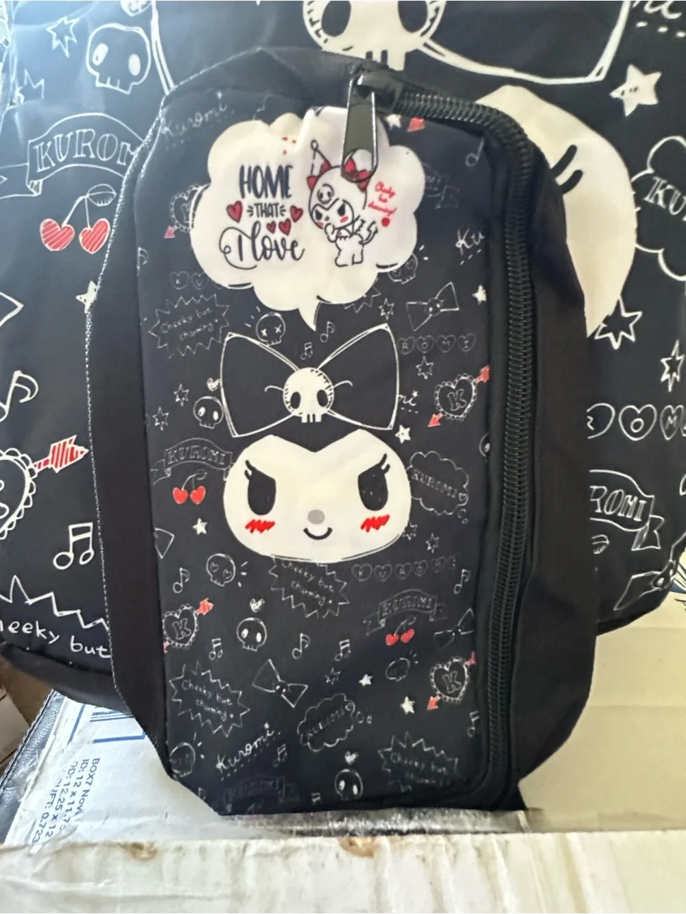 Kuromi Black Character Backpack Cover with White & Red Accents see pics